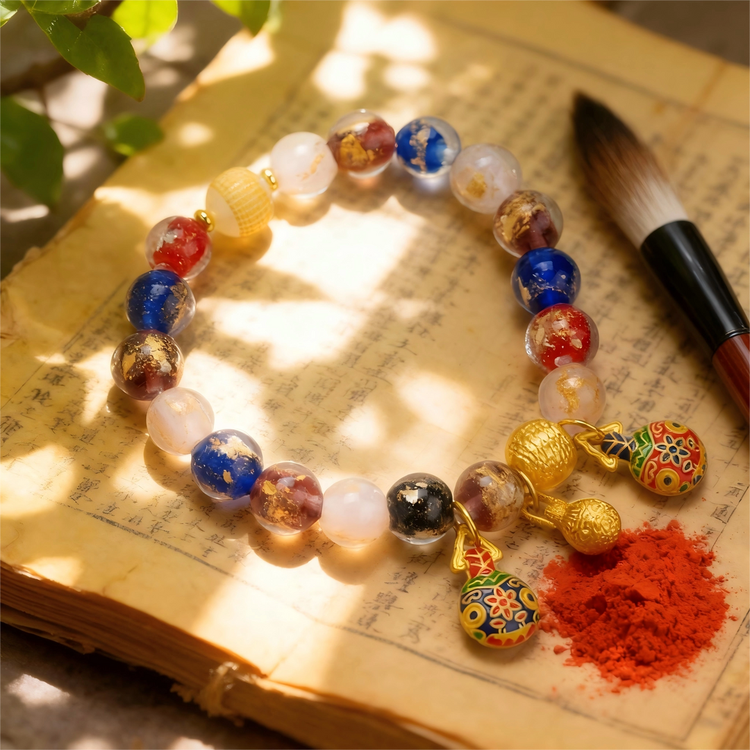 Colorful Cloisonné Glaze Bracelet – Swallowing Gold Beast Family & Abundant Fortune