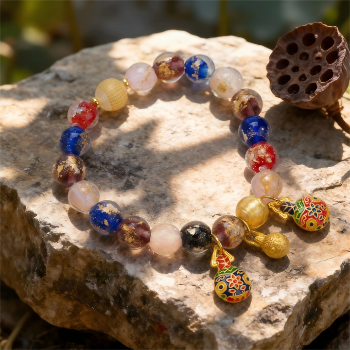 Colorful Cloisonné Glaze Bracelet – Swallowing Gold Beast Family & Abundant Fortune