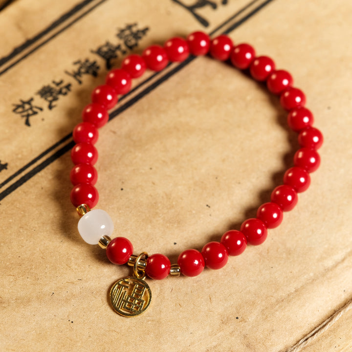 Vitality Awakening & Divine Luck — Sacred Red Fire Quartz & Jade "Blessing" Bracelet