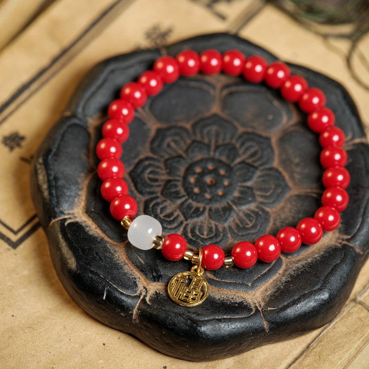Vitality Awakening & Divine Luck — Sacred Red Fire Quartz & Jade "Blessing" Bracelet