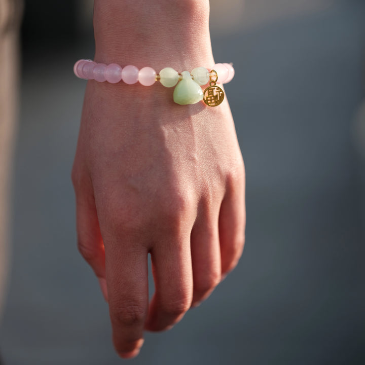 Heart Chakra Radiance & Abundance Flow — Sacred Rose Quartz & Aventurine "Blessing" Bracelet