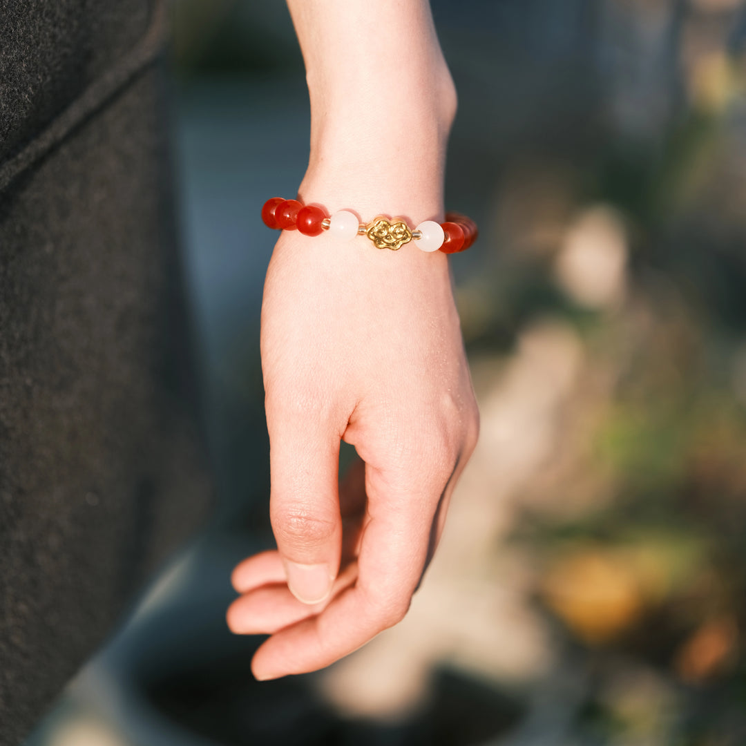 Vitality Awakening & Divine Luck Flow — Sacred Red Agate Cloud Bracelet