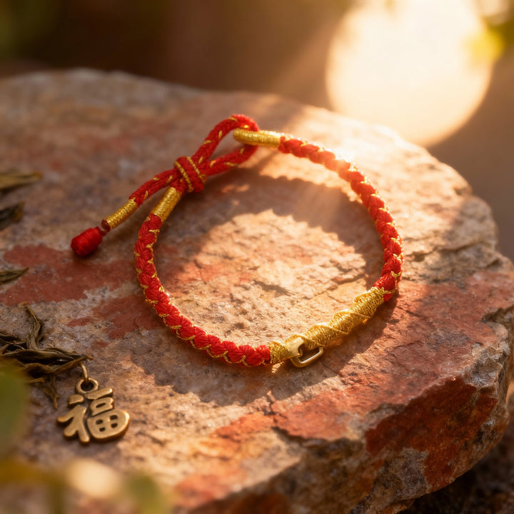 Auspicious Red Rope Bracelet - Simple Wealth Attraction & Fortune Blessing