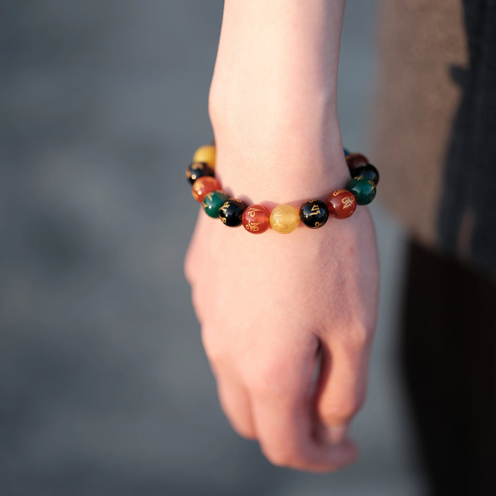 Mindful Focus & Inner Harmony — Sacred Mantra Agate Grounding Bracelet