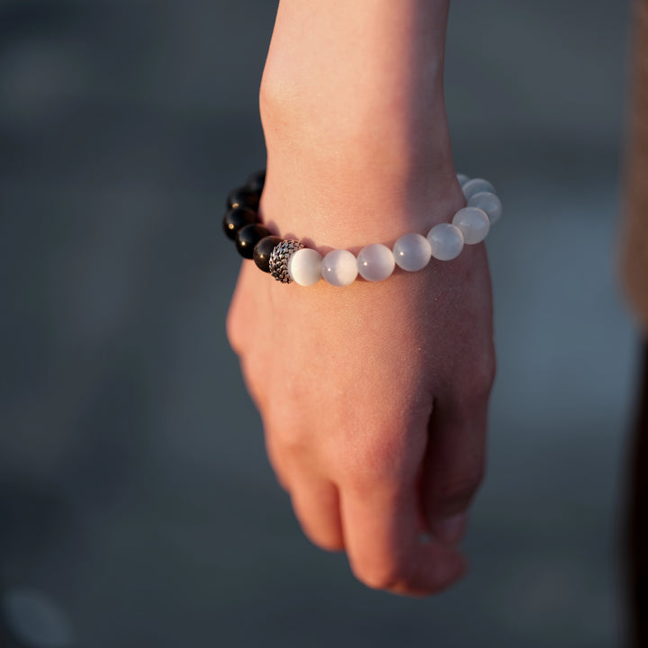 Soul Purification & Ultimate Shield — Divine Yin-Yang Obsidian & Clear Quartz Bracelet