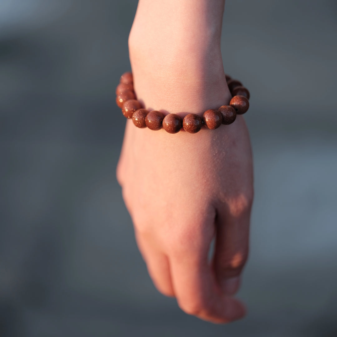 Solar Empowerment & Yin-Yang Harmony — Luminous Gold Sandstone Bracelet