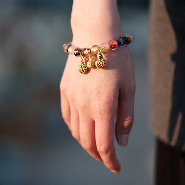 Chakra Harmony & Infinite Wealth — Sacred Cloisonné Pi Xiu Family Bracelet