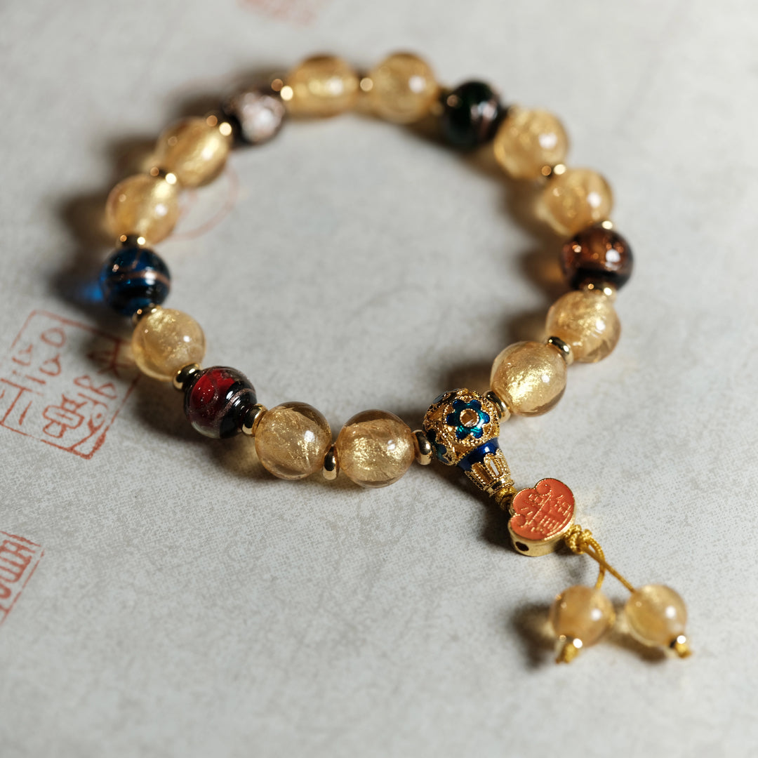Radiant Wealth & Eternal Abundance — Luminous Golden Prosperity Charm Bracelet