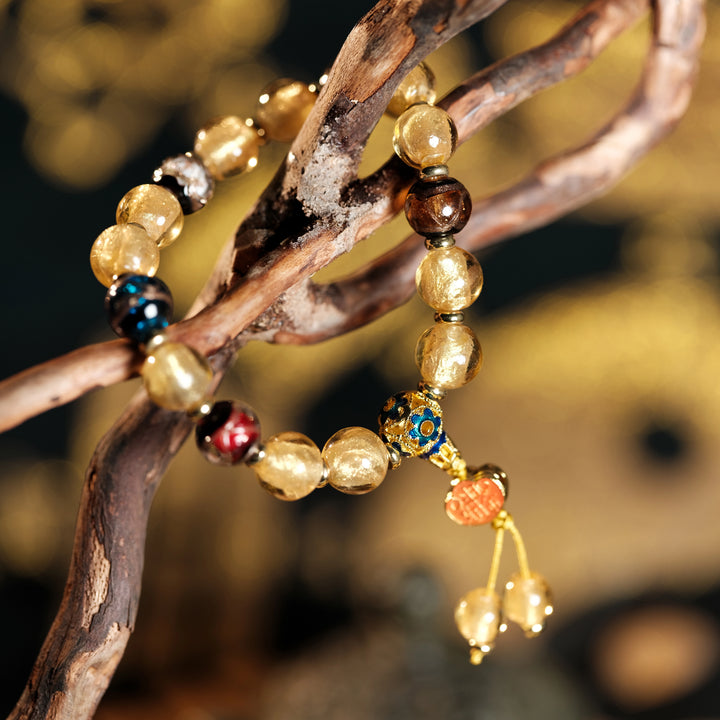 Radiant Wealth & Eternal Abundance — Luminous Golden Prosperity Charm Bracelet
