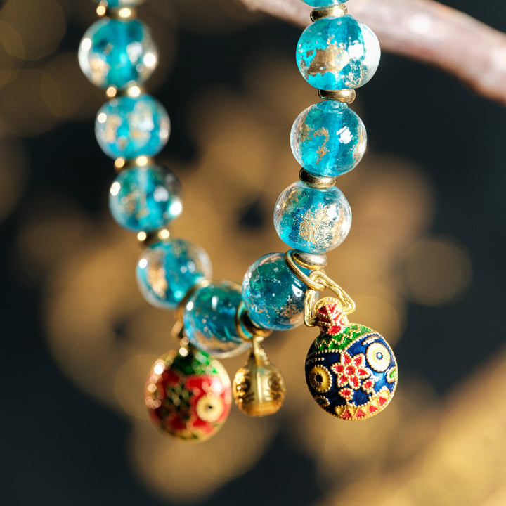 Blue Planet Gold Foil Bracelet – Swallowing Gold Beast Family for Wealth & Harmony