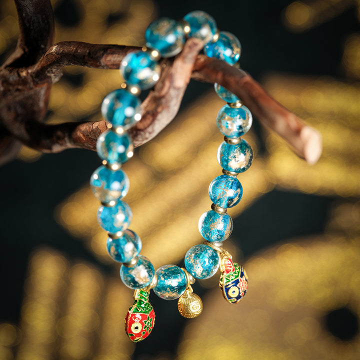 Blue Planet Gold Foil Bracelet – Swallowing Gold Beast Family for Wealth & Harmony
