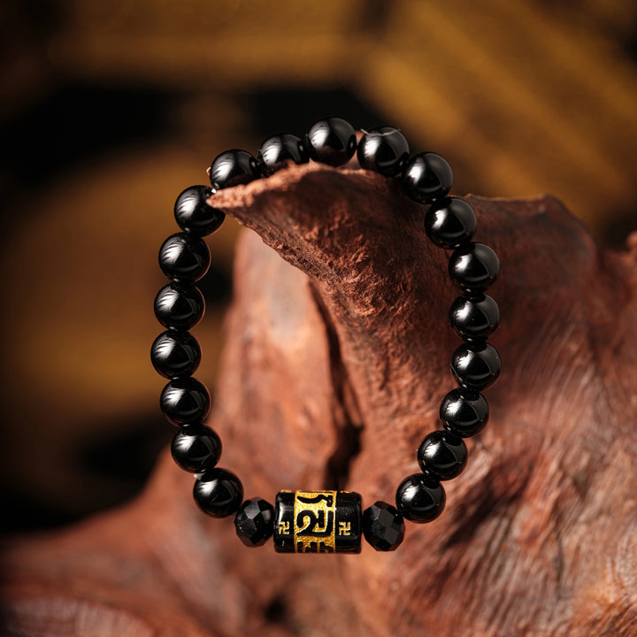 Obsidian Script Line Bracelet – Delicate Black & Protective Energy