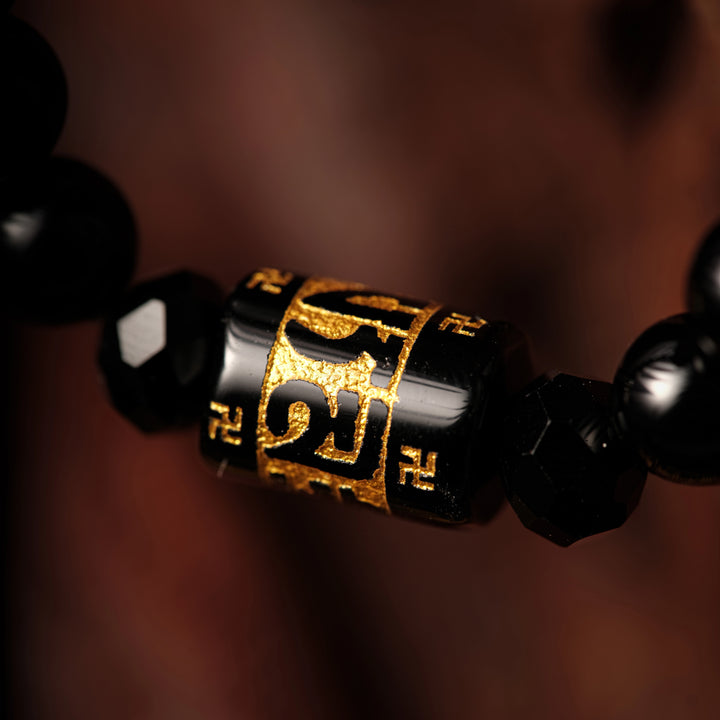 Obsidian Script Line Bracelet – Delicate Black & Protective Energy