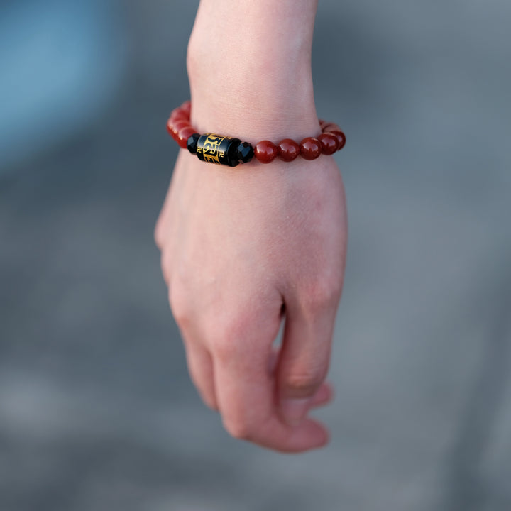 Inner Fire Awakening & Fearless Vitality — Sacred Mantra Red Agate Bracelet