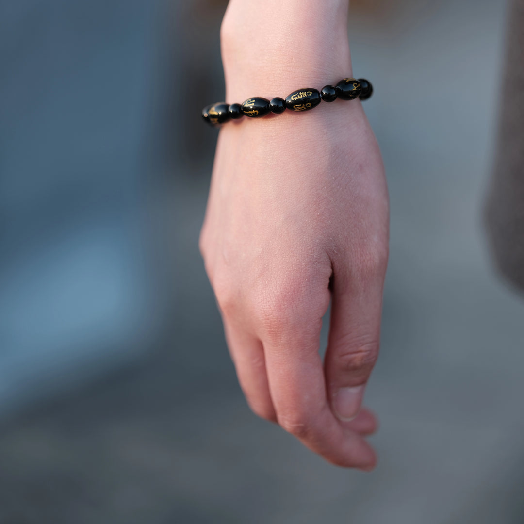 Energetic Boundaries & Ultimate Shield — Sacred Mantra Obsidian Bracelet