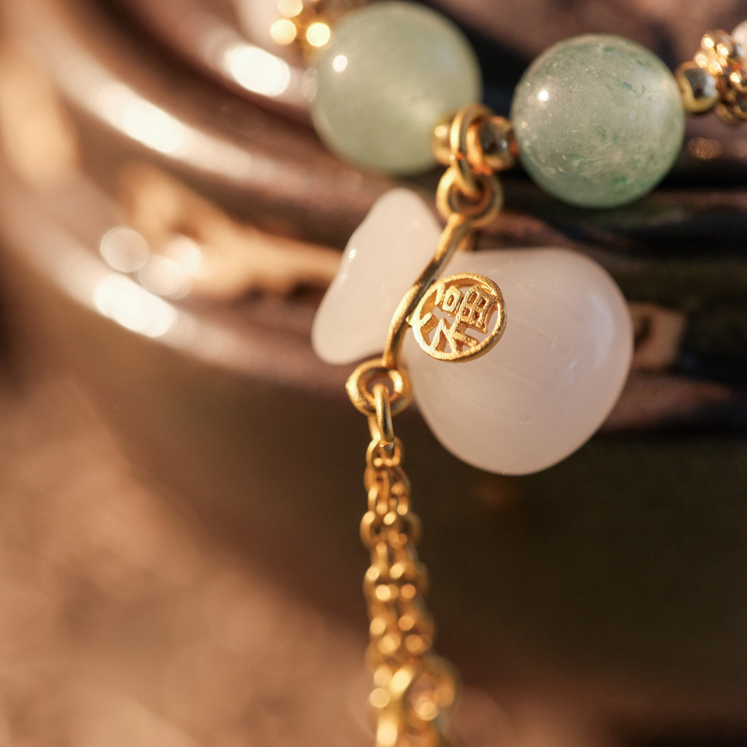 Aura Soothing & Graceful Abundance — White Jade Bamboo Prosperity Bracelet