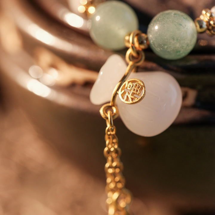 Aura Soothing & Graceful Abundance — White Jade Bamboo Prosperity Bracelet