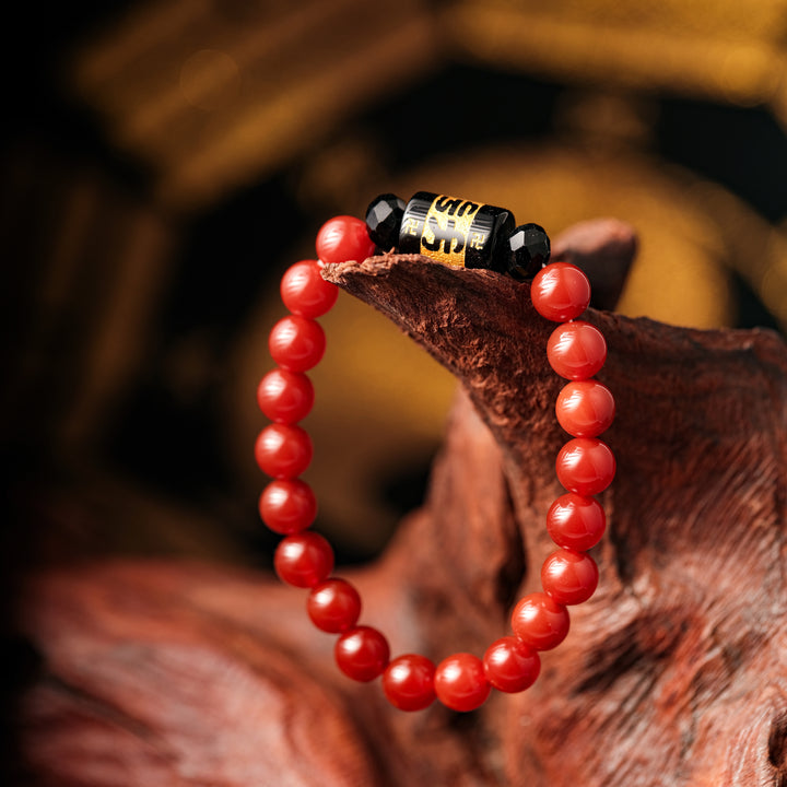 Red Agate Script Line Bracelet – Fire Energy & Motivated Flow