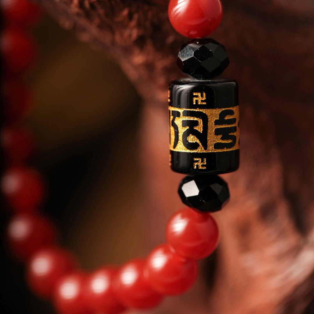 Red Agate Script Line Bracelet – Fire Energy & Motivated Flow