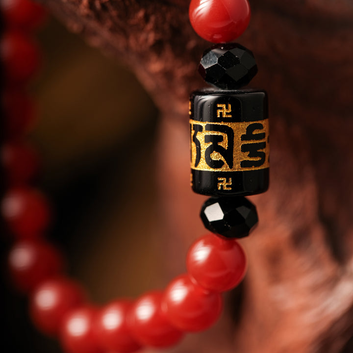 Red Agate Script Line Bracelet – Fire Energy & Motivated Flow