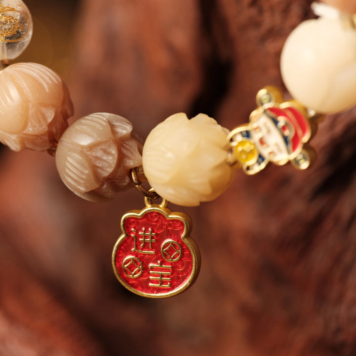 Magnetic Wealth & Divine Feminine Radiance — Multi-Color Lotus Charm Bracelet