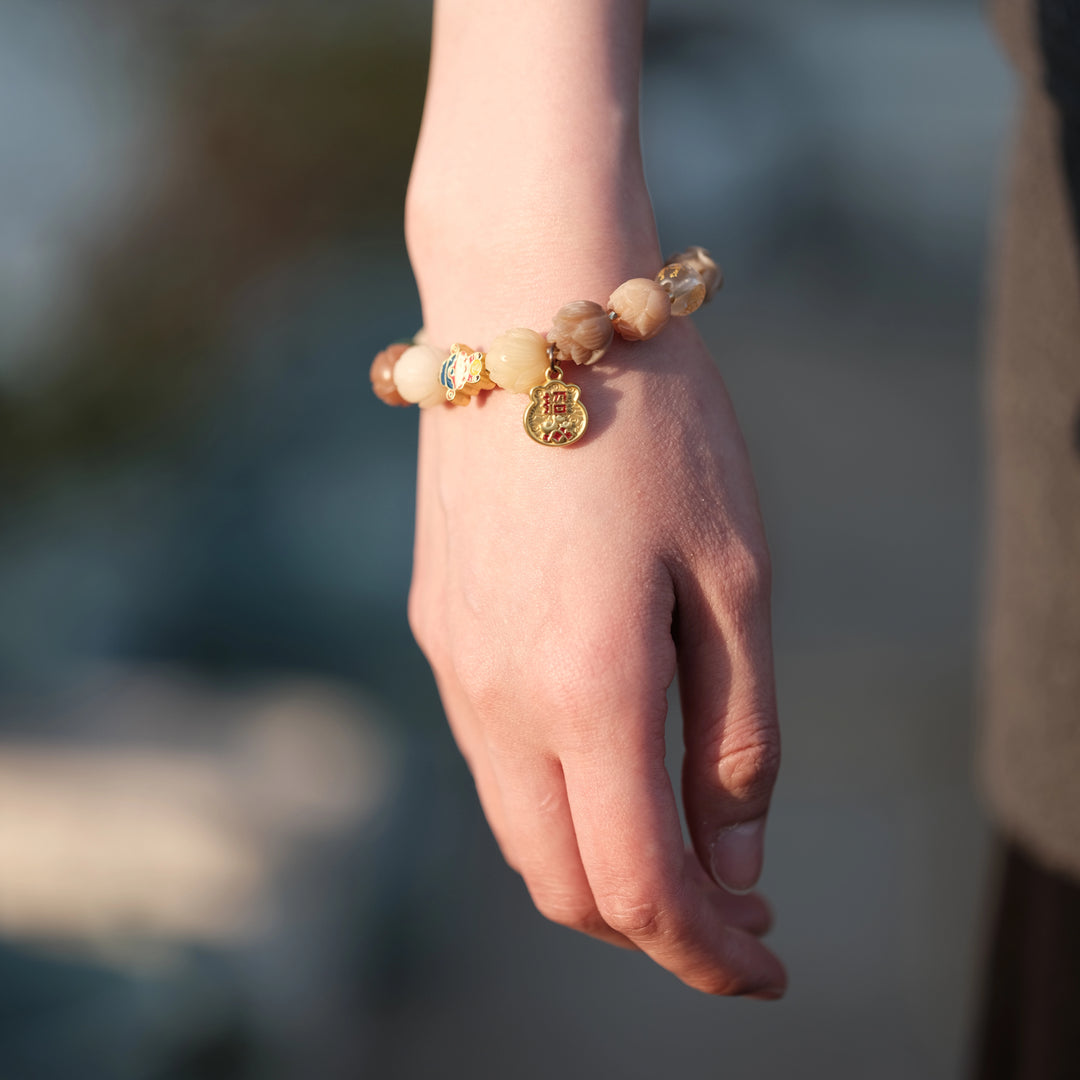 Magnetic Wealth & Divine Feminine Radiance — Multi-Color Lotus Charm Bracelet