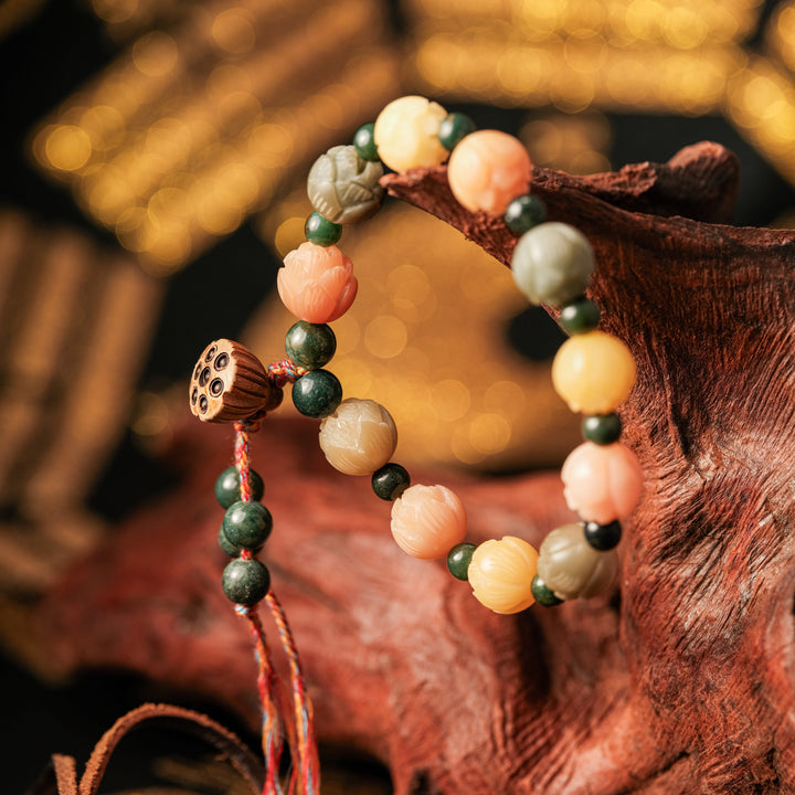 Chakra Alignment & Soul Purification — Multi-Color Lotus Bodhi Bracelet