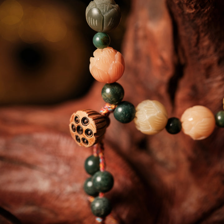 Chakra Alignment & Soul Purification — Multi-Color Lotus Bodhi Bracelet