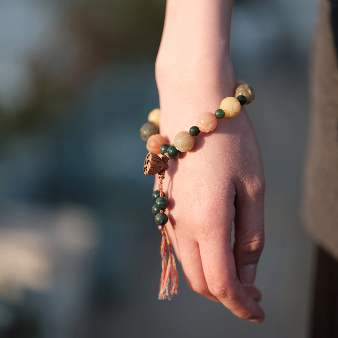 Chakra Alignment & Soul Purification — Multi-Color Lotus Bodhi Bracelet