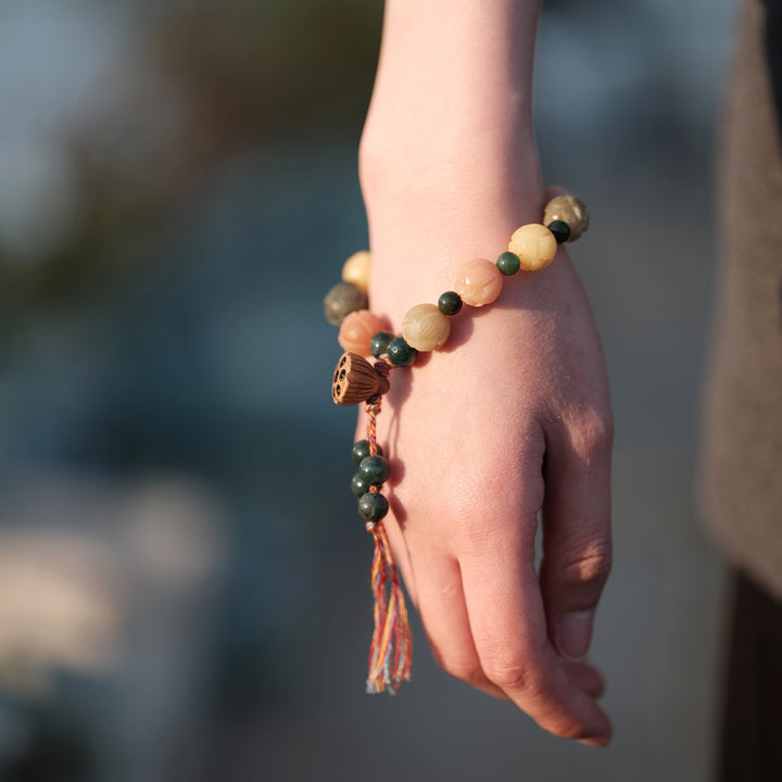 Chakra Alignment & Soul Purification — Multi-Color Lotus Bodhi Bracelet