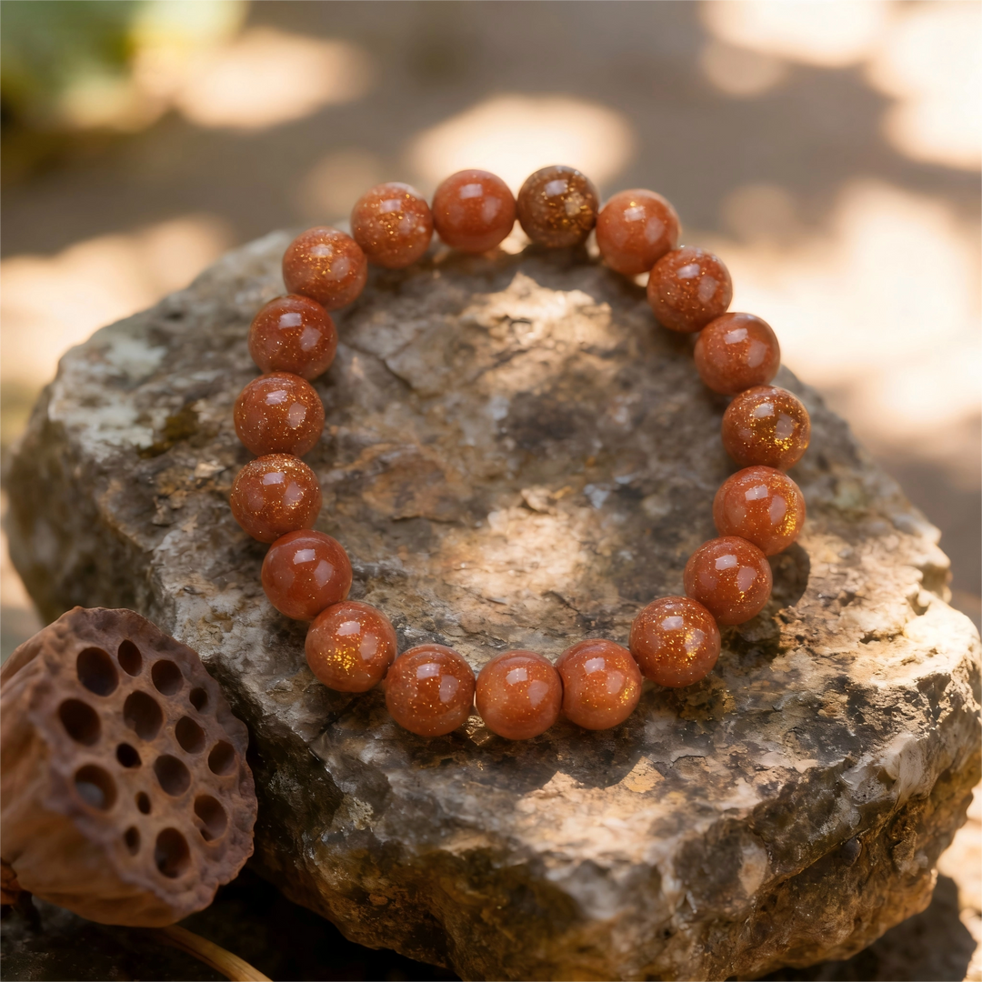Gold Sandstone Bracelet – Yin & Yang Harmony, Radiant Balance