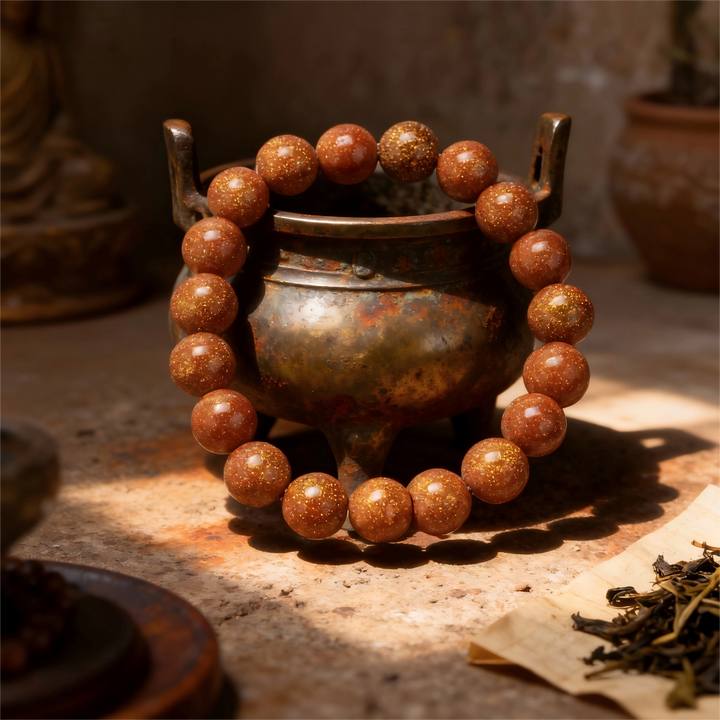 Gold Sandstone Bracelet – Yin & Yang Harmony, Radiant Balance