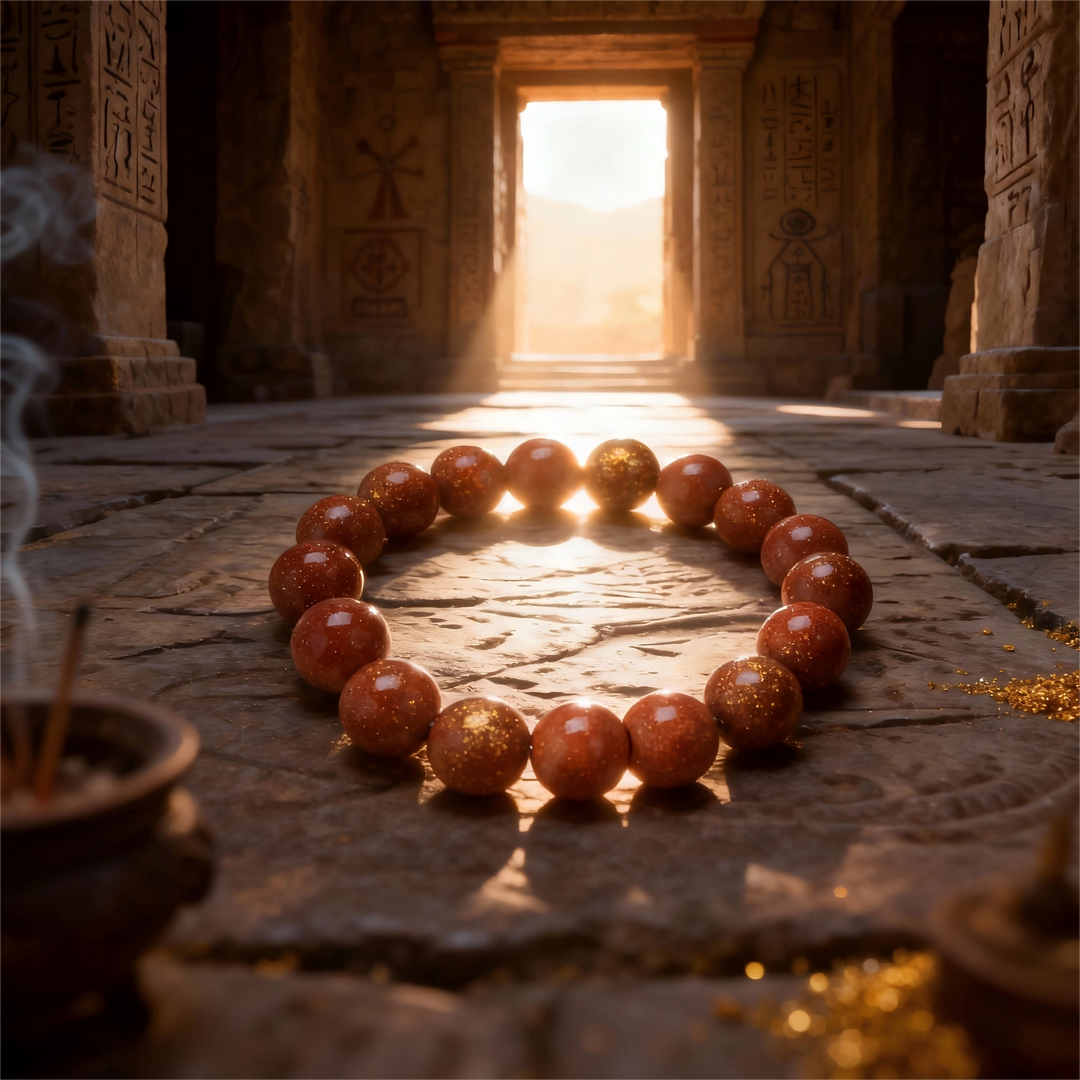 Gold Sandstone Bracelet – Yin & Yang Harmony, Radiant Balance