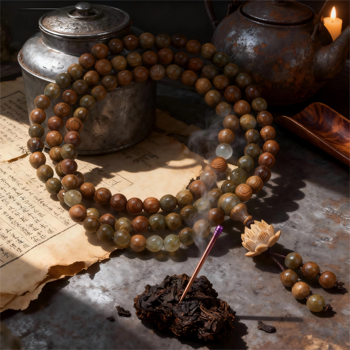 Green Sandalwood Lotus Wrap Bracelet - Double Purification & Calming Aroma