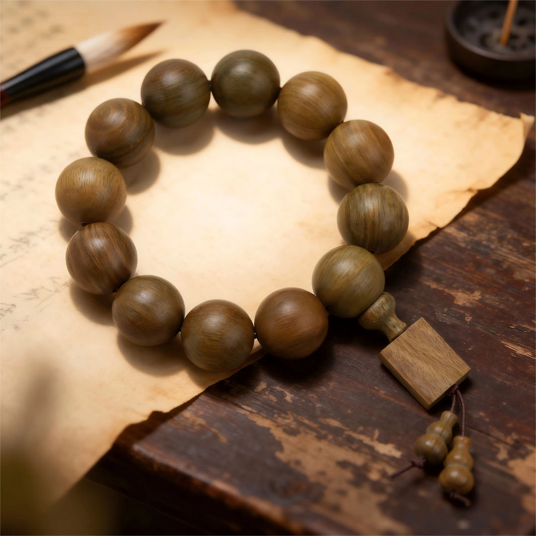 Green Sandalwood Gourd Bracelet - Zen Aroma, Meditation & Deep Calmness