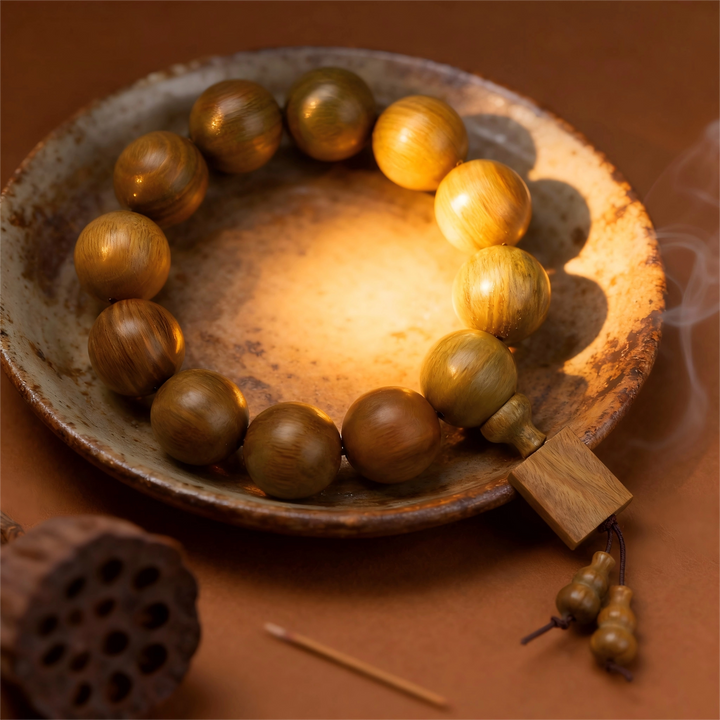 Green Sandalwood Gourd Bracelet - Zen Aroma, Meditation & Deep Calmness