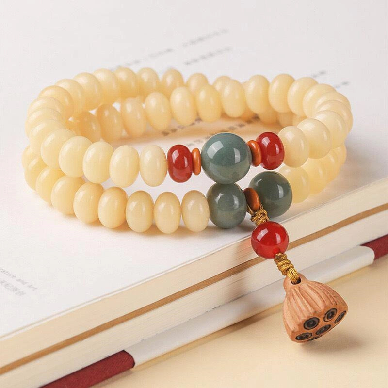 Jade & Agarwood Lotus Seedpod Bracelet - Auspicious Modern Oriental Style