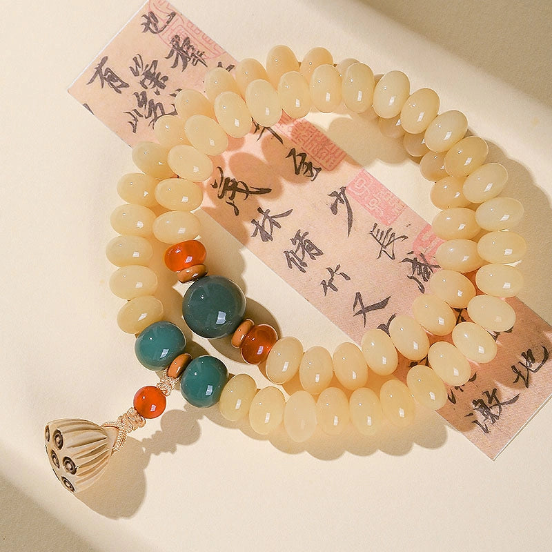Jade & Agarwood Lotus Seedpod Bracelet - Auspicious Modern Oriental Style
