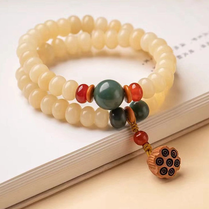Jade & Agarwood Lotus Seedpod Bracelet - Auspicious Modern Oriental Style