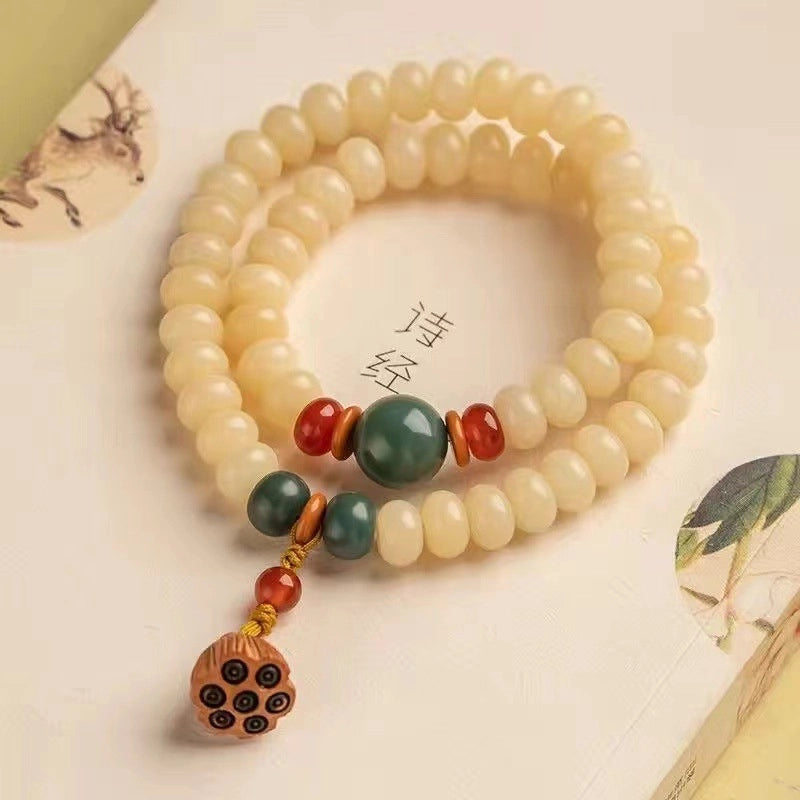 Jade & Agarwood Lotus Seedpod Bracelet - Auspicious Modern Oriental Style