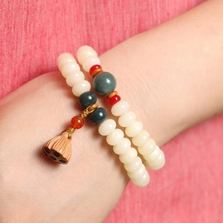 Classical Jade & Agarwood Lotus Seedpod Bracelet - Zen Elegant for Smooth Life & Blessing