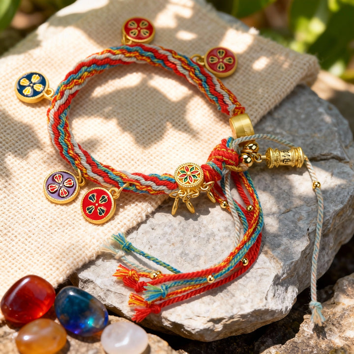 Tibetan Enamel Pendant & Cord - Guardian Protection & Sacred Force