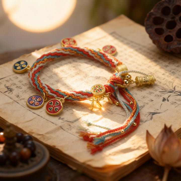 Tibetan Enamel Pendant & Cord - Guardian Protection & Sacred Force