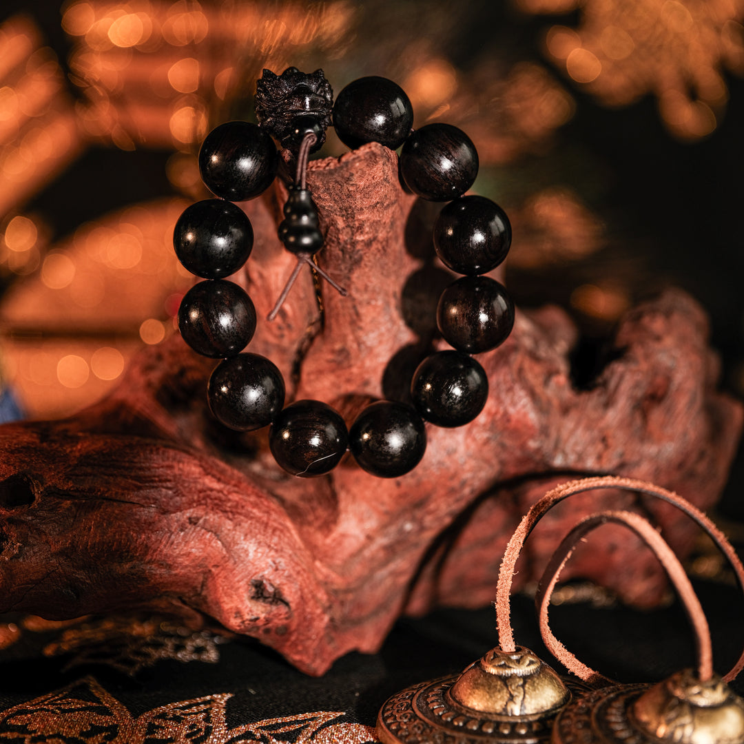 Dark Wood Pi Xiu Gourd Bracelet – Anchored Form of Guarded Abundance