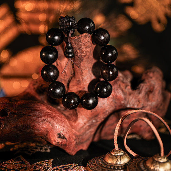 Dark Wood Pi Xiu Gourd Bracelet – Anchored Form of Guarded Abundance