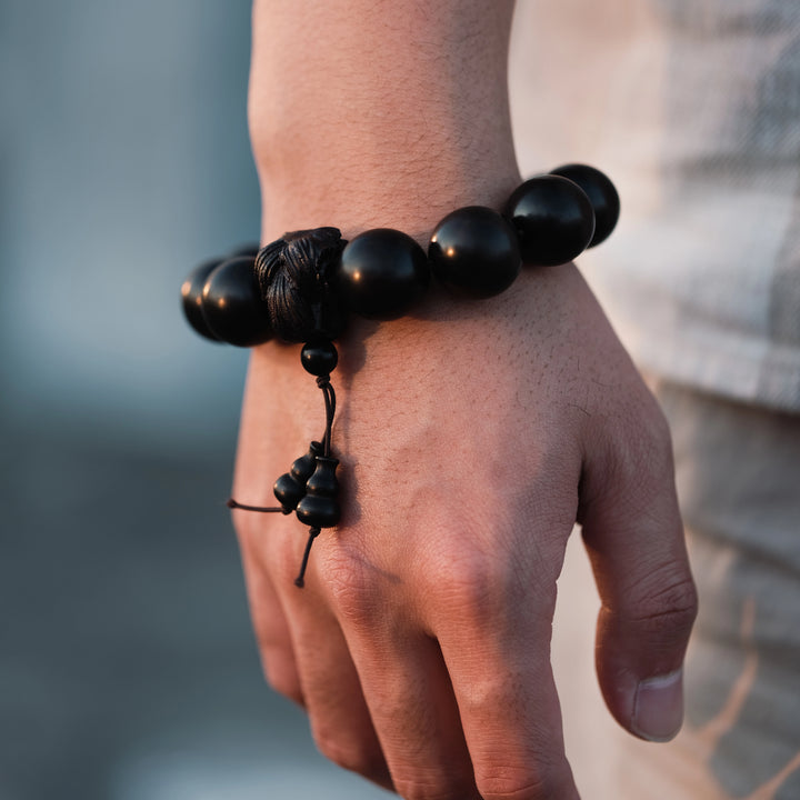 Dark Wood Pi Xiu Gourd Bracelet – Anchored Form of Guarded Abundance