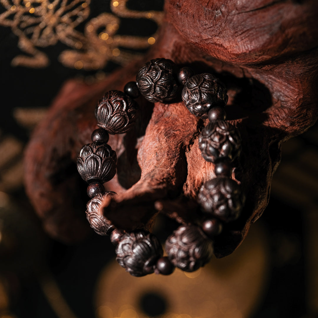 Root Chakra Anchoring & Soul Serenity — Sacred Ebony Lotus Bracelet
