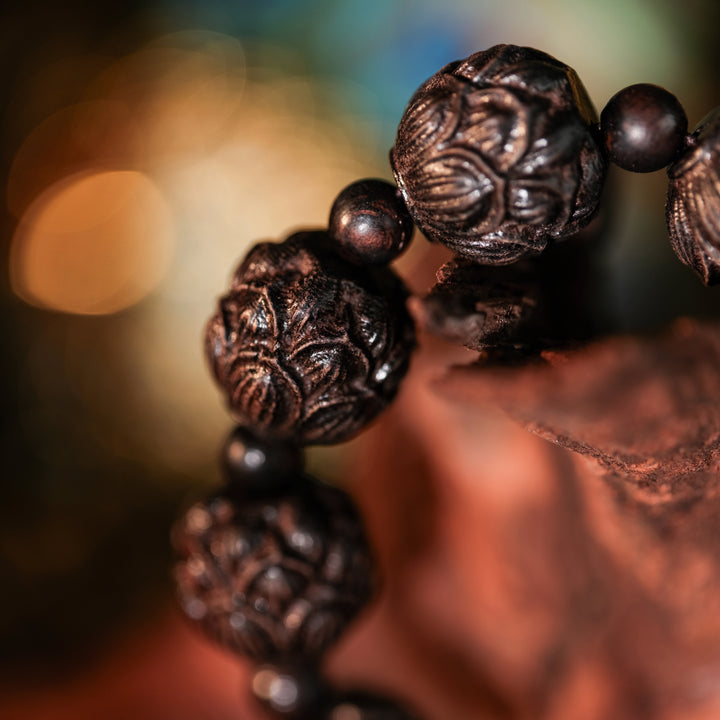 Root Chakra Anchoring & Soul Serenity — Sacred Ebony Lotus Bracelet