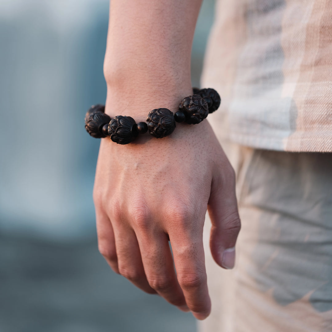 Root Chakra Anchoring & Soul Serenity — Sacred Ebony Lotus Bracelet
