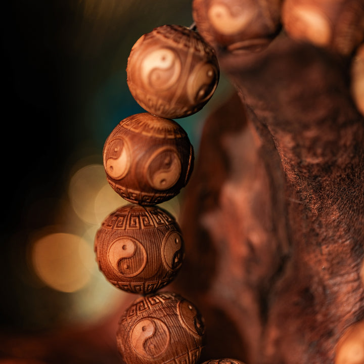 Negative Energy Shield & Yin-Yang Harmony — Sacred Peach Wood Taiji Bracelet